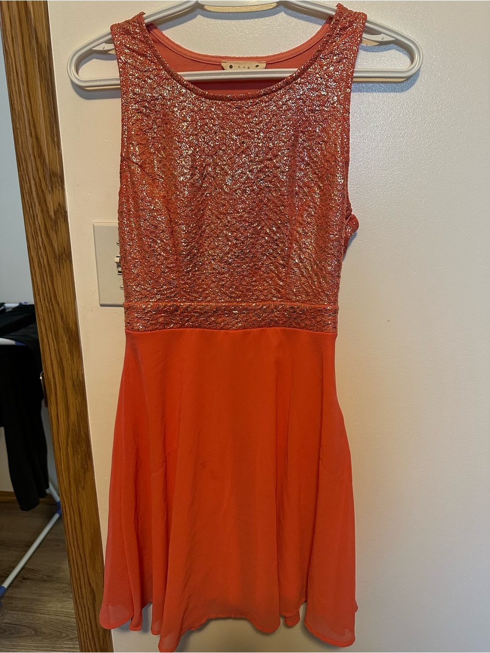 Salmon Colored Dress with Silver Details